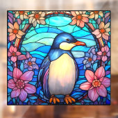 Bloempinguïn Vogel Kleurrijke Faux Glas in lood Raamsticker (Vel 2)