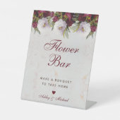 Bloempioenen Marmeren Elegant Script Bloemenbar Reclamebord Met Voetstuk (Voorkant)