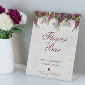 Bloempioenen Marmeren Elegant Script Bloemenbar Reclamebord Met Voetstuk