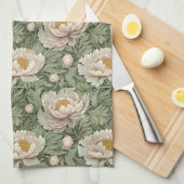 bloempioenroos met patroon theedoek (Quarter Fold)