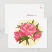 Bloempioenroos Roze Bloemen  Waterverf Briefkaart (Voorkant / Achterkant)