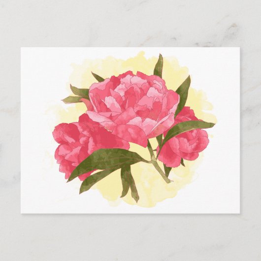 Bloempioenroos Roze Bloemen  Waterverf Briefkaart (Voorkant)