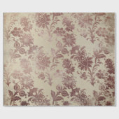 Bloempoeder Grungy Damask Sepia Ivoor Roos Gold Cadeaupapier (Vlak)