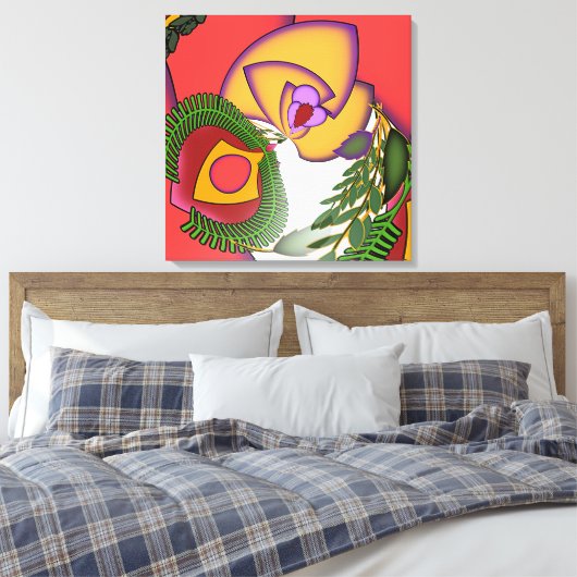 Bloemportret geëxplodeerd canvas afdruk (Insitu (Slaapkamer))