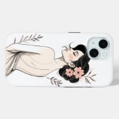Bloemportret iPhone 15 Stevige Hoes (Achterkant (horizontaal))
