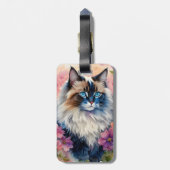 Bloemportret van een lapjeskat bagagelabel (Achterkant verticaal)