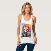 Bloemportret van giraffe-9320 tanktop (Volledige Voorkant)