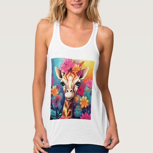 Bloemportret van giraffe-9320 tanktop (Voorkant)