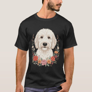 Bloemportret van hond botanische krans t-shirt