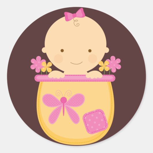 Bloempot Baby Envelope Seals Ronde Sticker (Voorkant)