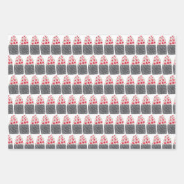 Bloempot Bloemen Waterverf Polka Dot Rood Groen Inpakpapier Vel