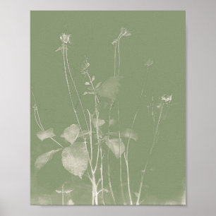 Bloempot Groene Wildbloem Cyanotype 1 Poster