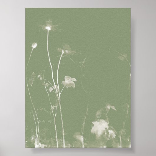 Bloempot Groene Wildbloem Cyanotype 2 Poster (Voorkant)