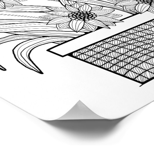 Bloempot Kleurplaat Art Poster (Hoek)