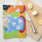 Bloempot Labrador Puppies schilderij Theedoek (Quarter Fold)