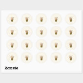 Bloempot potloodsticker met bloemen ronde sticker (Vel)