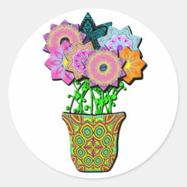 bloempot ronde sticker