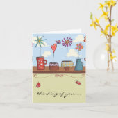 Bloempotten denken aan jou Notecard Kaart (Gele Bloem)