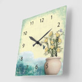 bloempotten en vlinderbruiloft vierkante klok (Hoek)