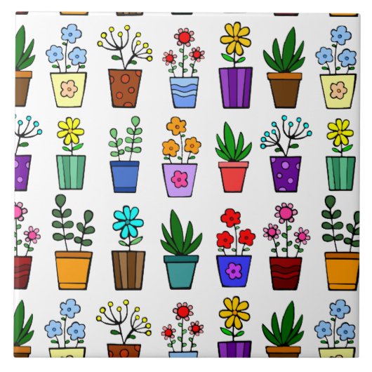 Bloempotten keramische Tegel Tegeltje (Voorkant)