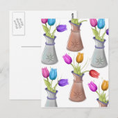 Bloempotten Patroon Briefkaart (Voorkant / Achterkant)