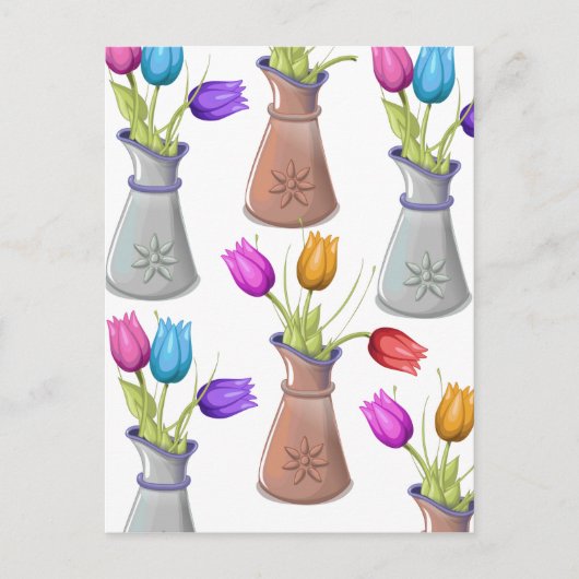 Bloempotten Patroon Briefkaart (Voorkant)
