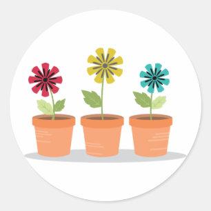 Bloempotten Ronde Sticker