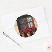 Bloempotten voor ramen in dorp ronde sticker (Envelop)