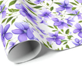 Bloempret Paarse Uniek Cadeaupapier (Rol Hoek)