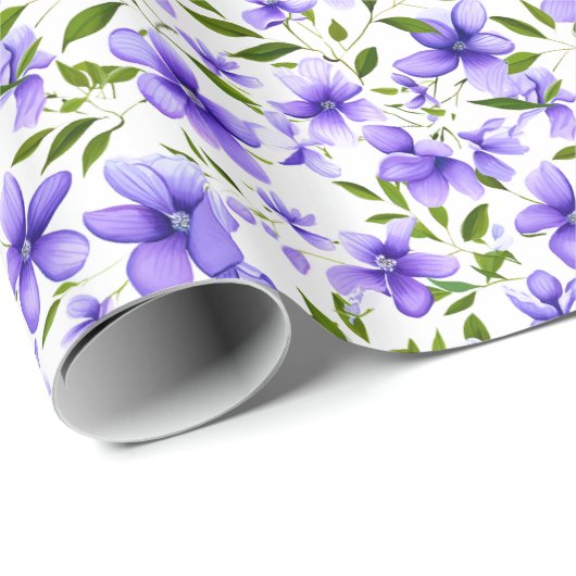 Bloempret Paarse Uniek Cadeaupapier (Rol Hoek)