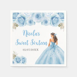 Bloemprinses in blauwe jurk Sweet Sixteen Servet