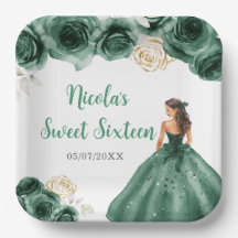 Bloemprinses in donkergroene jurk Sweet Sixteen