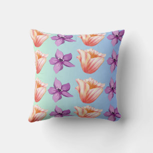 Bloemprint gooi kussen, bloemkussen, kussen
