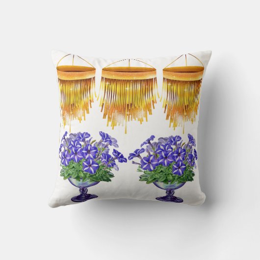 Bloemprint gooi kussen, bloemkussen, kussen (Achterkant)