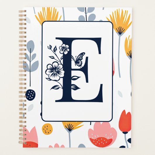 Bloemprint monogram initiaal naam minimalistisch  planner (Voorkant)