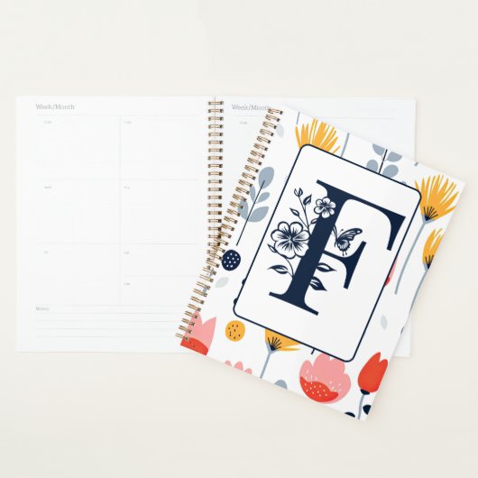 Bloemprint monogram initiaal naam minimalistisch planner (Display)