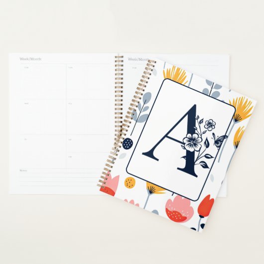Bloemprint monogram initiaal naam minimalistisch planner (Display)