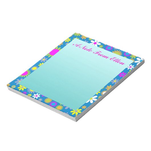 Bloemprofusie blauw notitieblok (Linkerzijde)