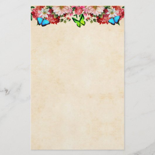 Bloemrand en botervliegen briefpapier (Voorkant)