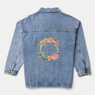  bloemrand met rozen en bladeren denim jacket
