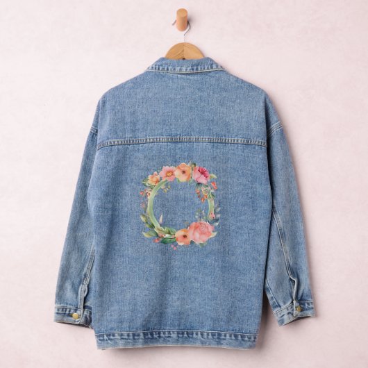 bloemrand met rozen en bladeren denim jacket (Hangar)