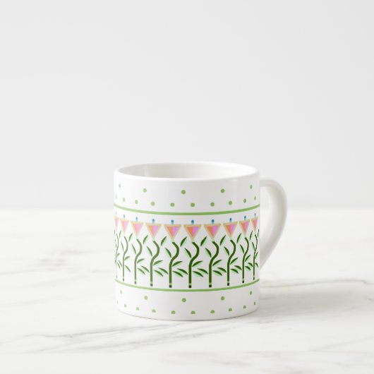  bloemrand van gestileerde tulpen espresso kop (Voorkant rechts)