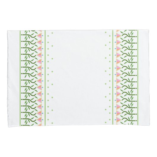 bloemrand van gestileerde tulpen kussensloop (Voorkant-Rechts)