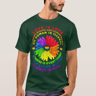 Bloemregenboog Human Black Lives Rights Science LG T-shirt