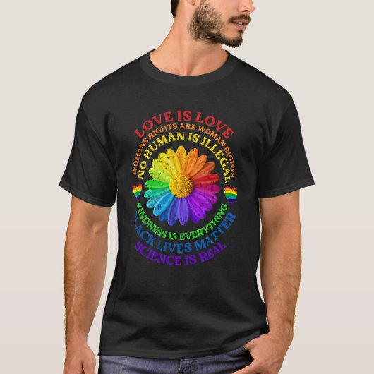 Bloemregenboog Human Black Lives Rights Science LG T-shirt (Voorkant)