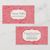 Bloemreliëf donkerroze kleur Visitekaartje (Voorkant / Achterkant)