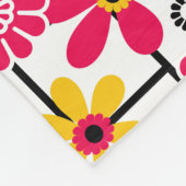 Bloemretro, heldere retro, floraal, rood en geel fleece deken (Hoek)
