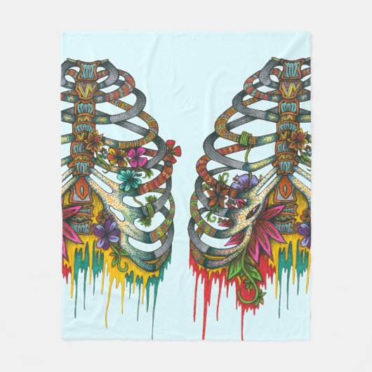 Bloemribbenkast Fleece Deken (Voorkant)