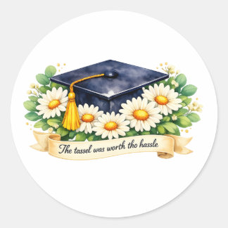 Bloemrijk afstudeercadeau Cute Watercolor Afstudee Ronde Sticker