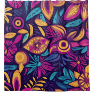 Bloemrijk Boho Abstract kleurrijk 3 Douchegordijn
